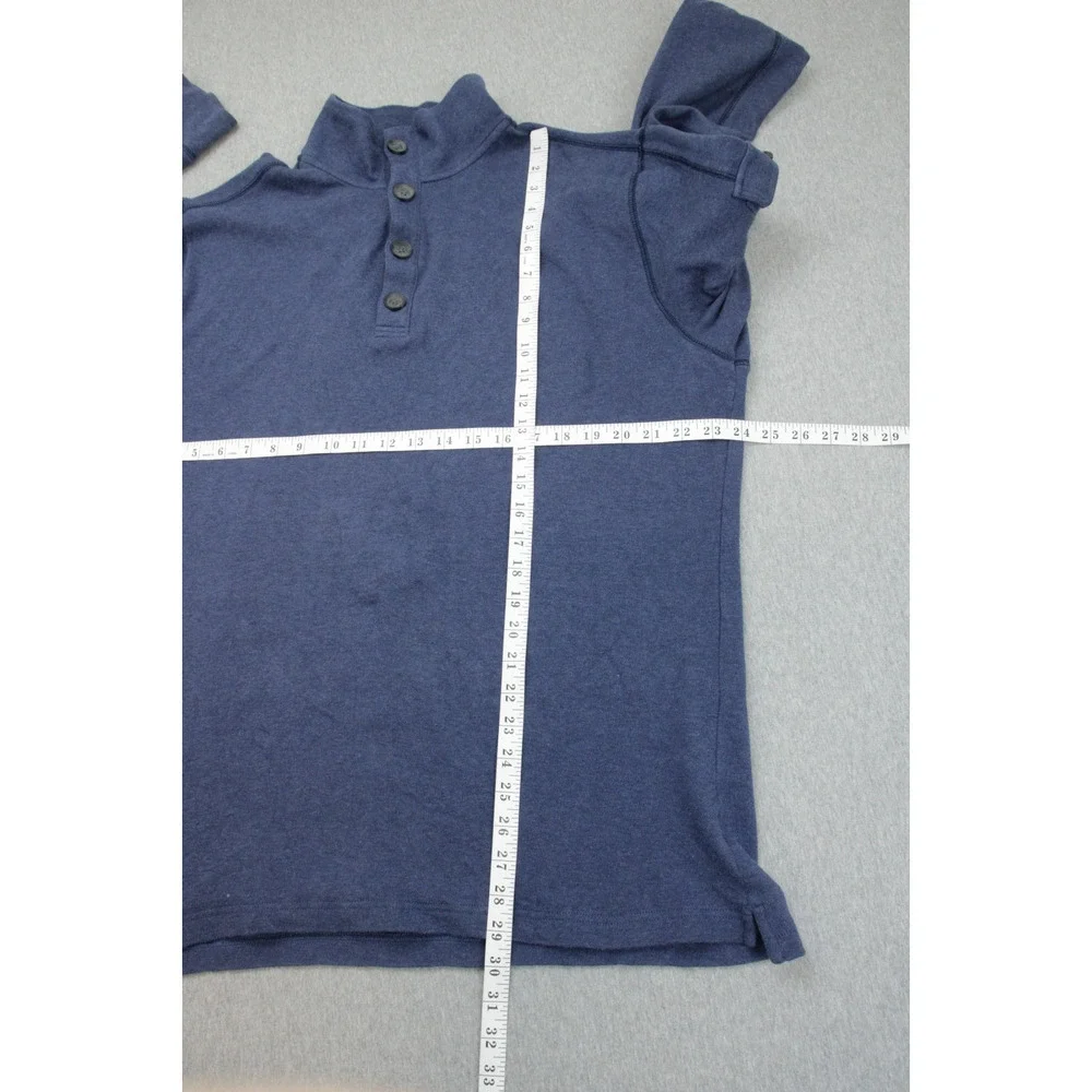Banana Republic Sweater Men XL Blue 100% Cotton Long Sleeve 1/4 Button Mock Neck